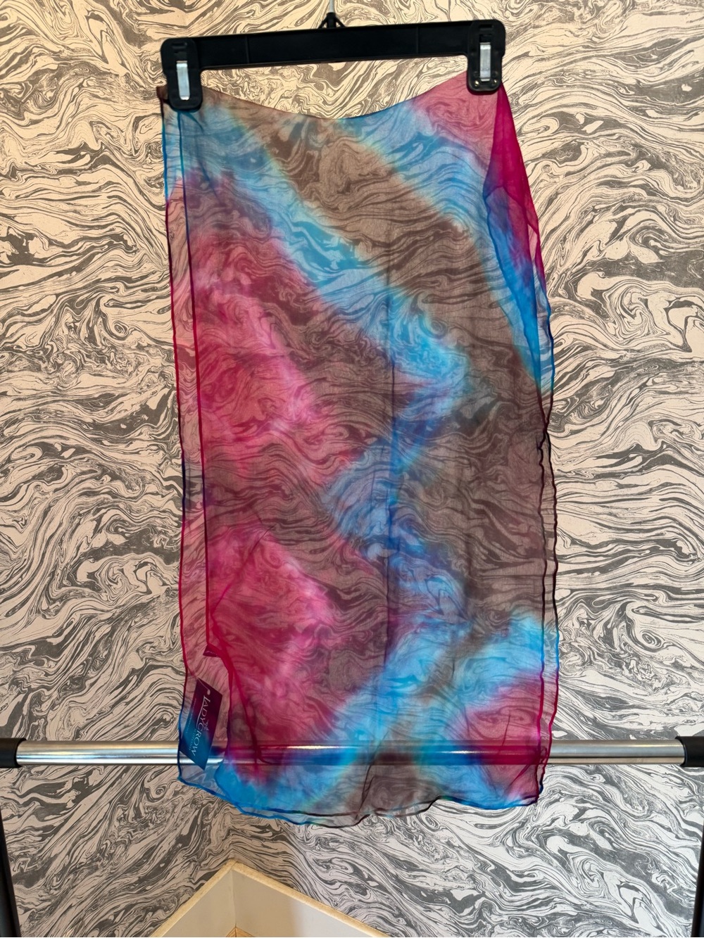 Sheer Tie-Dye Silk Scarf - Pink & Blue